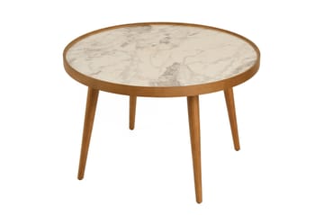 Sofabord Wallxpert Polen (80 x 48 x 80 cm) Valnød Hvid Marmor - Valnød og hvid marmor - Møbler - Borde - Sofabord