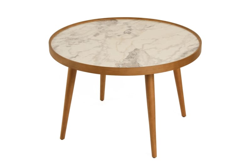 Sofabord Wallxpert Polen (80 x 48 x 80 cm) Valnød Hvid Marmor - Valnød og hvid marmor - Møbler - Borde - Sofabord