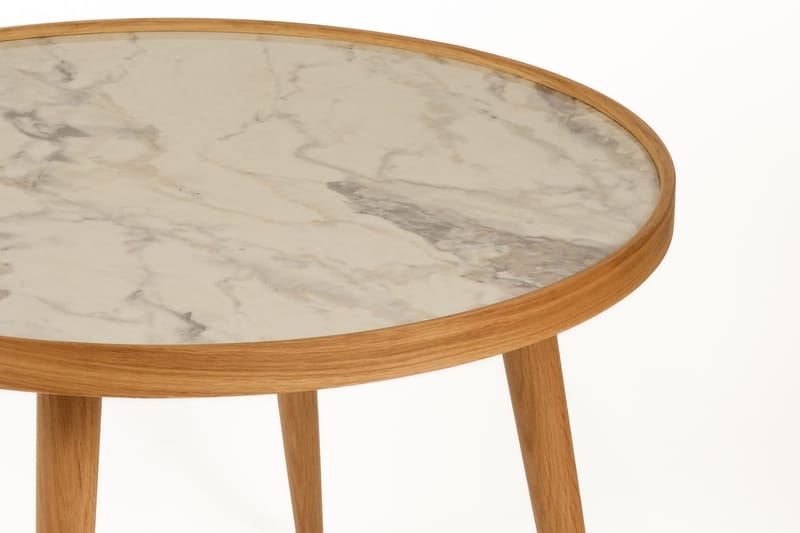 Sofabord Wallxpert Polen (80 x 48 x 80 cm) Eg Hvid Marmor - Eg og hvid marmor - Møbler - Borde - Sofabord