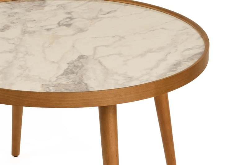 Sofabord Wallxpert Polen (80 x 48 x 80 cm) Valnød Hvid Marmor - Valnød og hvid marmor - Møbler - Borde - Sofabord