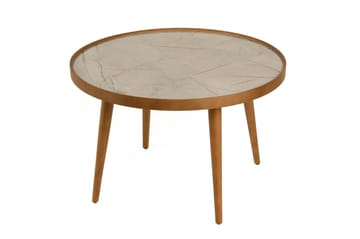 Sofabord Wallxpert Polen (80 x 48 x 80 cm) Valnød Grå Marmor - Walnut og Grey Marble - Møbler - Borde - Sofabord