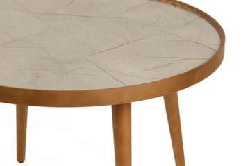 Sofabord Wallxpert Polen (80 x 48 x 80 cm) Valnød Grå Marmor - Walnut og Grey Marble - Møbler - Borde - Sofabord
