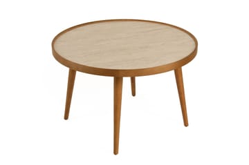 Sofabord Wallxpert Polen (80 x 48 x 80 cm) Valnød Travertin - Valnød og travertin - Møbler - Borde - Sofabord