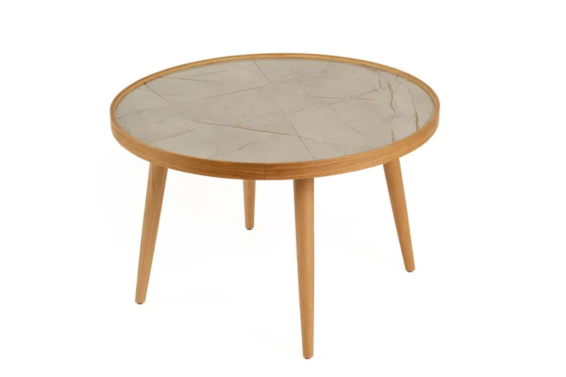 Sofabord Wallxpert Polen (80 x 48 x 80 cm) Eg Grå Marmor - Eg og grå marmor - Møbler - Borde - Sofabord