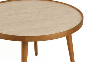 Sofabord Wallxpert Polen (80 x 48 x 80 cm) Valnød Travertin - Valnød og travertin - Møbler - Borde - Sofabord