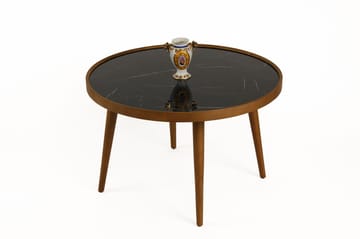 Sofabord Wallxpert Polen (80 x 48 x 80 cm) Valnød sort marmor - Valnød og sort marmor - Møbler - Borde - Sofabord