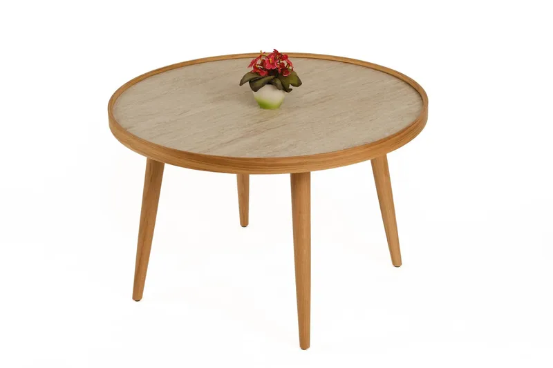 Sofabord Wallxpert Polen (80 x 48 x 80 cm) Eg Travertin, Eg og travertin