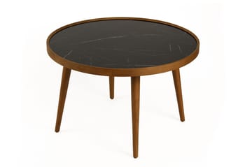Sofabord Wallxpert Polen (80 x 48 x 80 cm) Valnød sort marmor - Valnød og sort marmor - Møbler - Borde - Sofabord