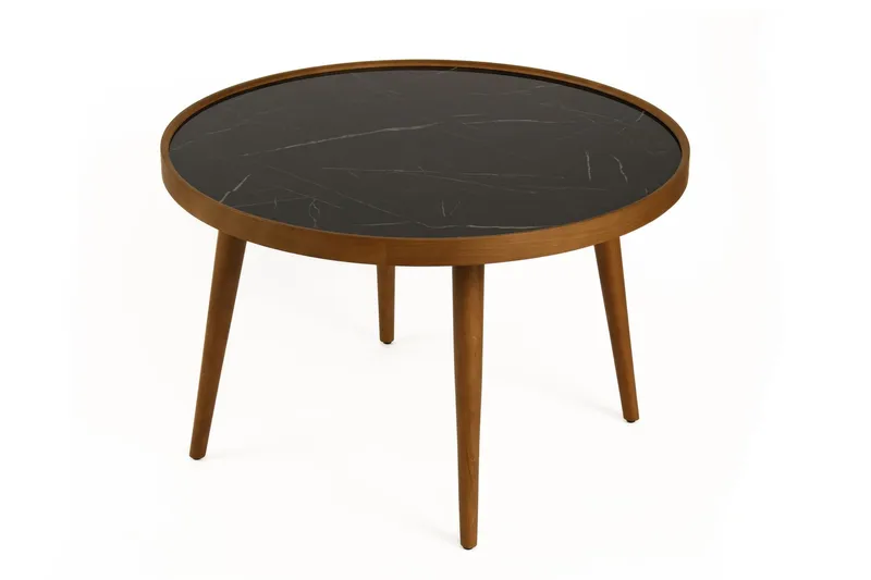 Sofabord Wallxpert Polen (80 x 48 x 80 cm) Valnød sort marmor - Valnød og sort marmor - Møbler - Borde - Sofabord