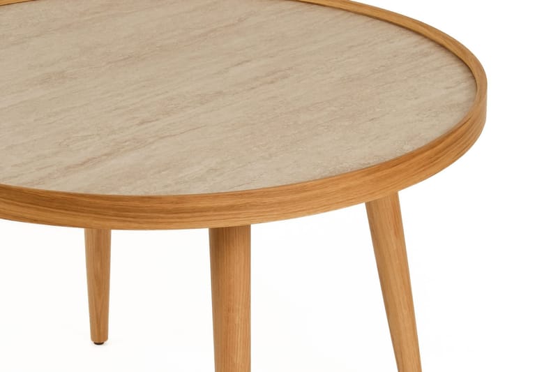 Sofabord Wallxpert Polen (80 x 48 x 80 cm) Eg Travertin - Eg og travertin - Møbler - Borde - Sofabord
