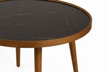 Sofabord Wallxpert Polen (80 x 48 x 80 cm) Valnød sort marmor - Valnød og sort marmor - Møbler - Borde - Sofabord