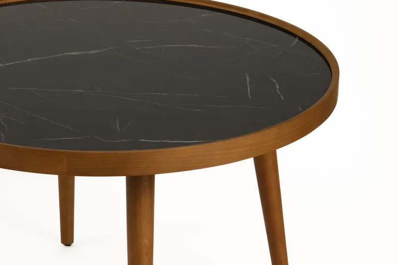 Sofabord Wallxpert Polen (80 x 48 x 80 cm) Valnød sort marmor - Valnød og sort marmor - Møbler - Borde - Sofabord