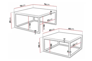 Wardner Kvadratisk Sofabord Indskudsbord 76 cm i Eg - Beige - Møbler - Borde - Sofabord