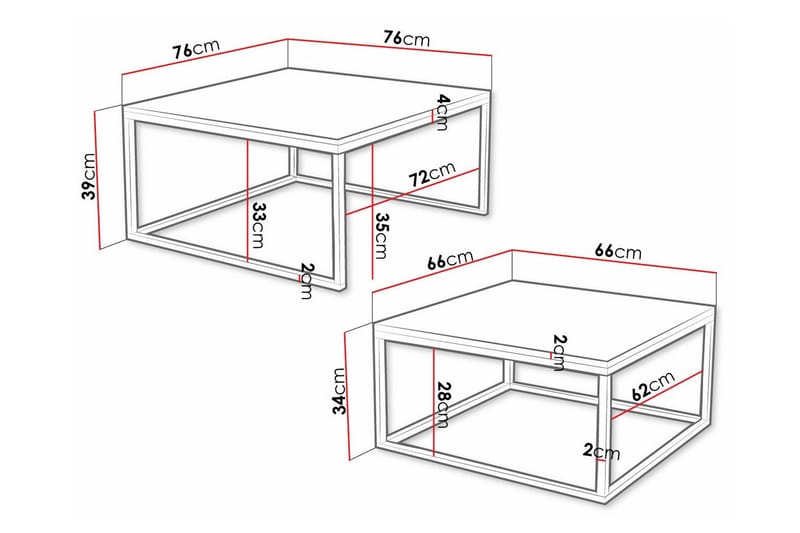 Wardner Kvadratisk Sofabord Indskudsbord 76 cm i Eg - Beige - Møbler - Borde - Sofabord
