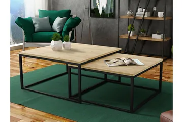 Wardner Kvadratisk Sofabord Indskudsbord 76 cm i Eg - Beige - Møbler - Borde - Sofabord