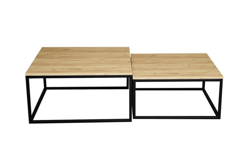 Wardner Kvadratisk Sofabord Indskudsbord 76 cm i Eg, Beige