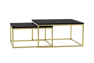 Wardner Kvadratisk Stabelbart Sofabord 76 cm i Træ med Metalstel - Sort - Møbler - Borde - Sofabord