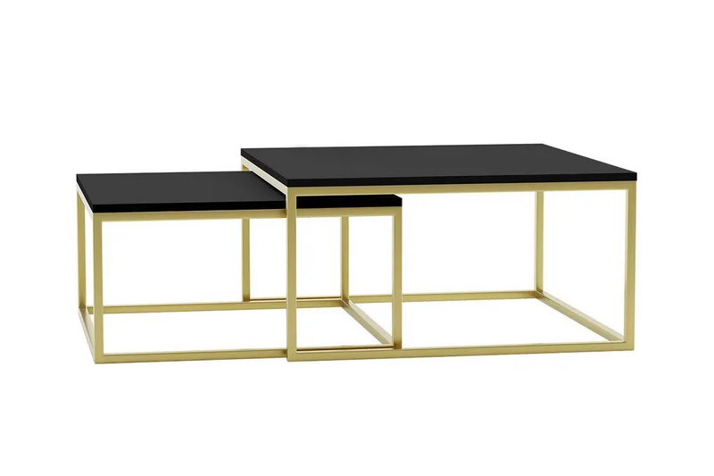 Wardner Kvadratisk Stabelbart Sofabord 76 cm i Træ med Metalstel, Sort