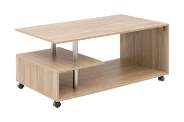 Werbeck Sofabord 105 cm med Opbevaring Hylde på Hjul - Træ/Natur - Møbler - Borde - Sofabord - sofabord med hjul