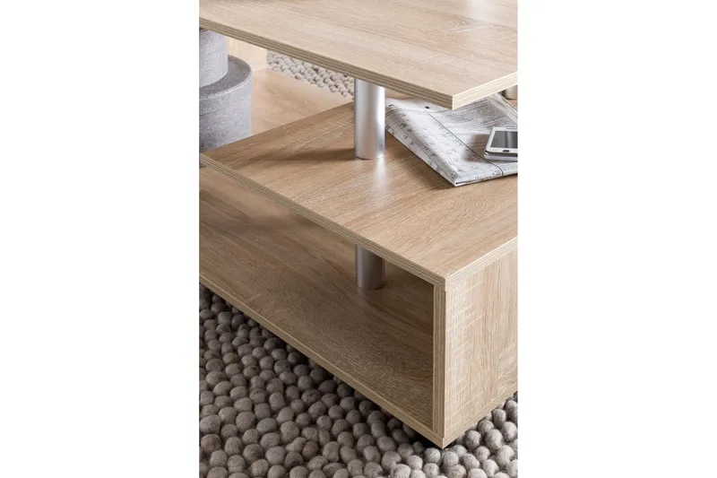 Werbeck Sofabord 105 cm med Opbevaring Hylde på Hjul - Træ/Natur - Møbler - Borde - Sofabord - sofabord med hjul