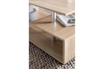 Werbeck Sofabord 105 cm med Opbevaring Hylde på Hjul - Træ/Natur - Møbler - Borde - Sofabord - sofabord med hjul