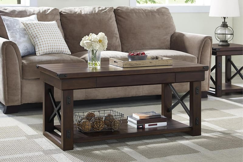 Wildwood Sofabord 112 cm med Opbevaring Hylde Espresso - Dorel Home - Møbler - Borde - Sofabord