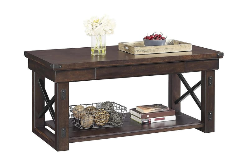 Wildwood Sofabord 112 cm med Opbevaring Hylde Espresso - Dorel Home - Møbler - Borde - Sofabord