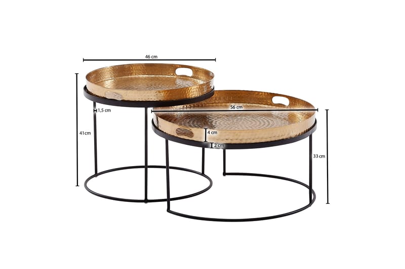 Wilhem Satsbord 46 cm Rund - Guld - Møbler - Borde - Sofabord