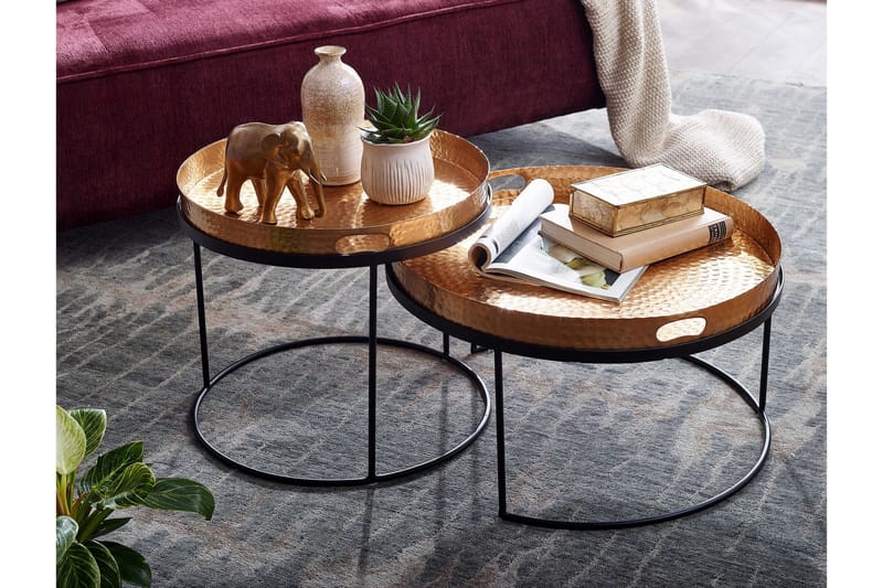 Wilhem Satsbord 46 cm Rund - Guld - Møbler - Borde - Sofabord