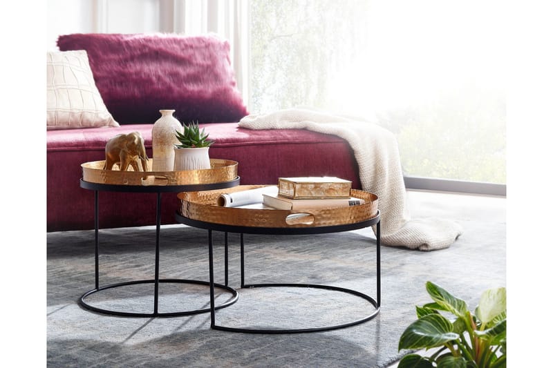 Wilhem Satsbord 46 cm Rund - Guld - Møbler - Borde - Sofabord