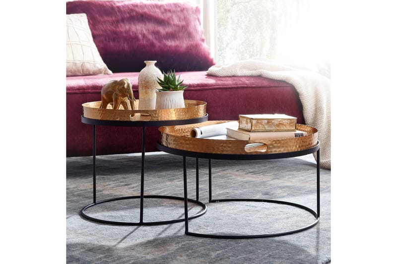 Wilhem Satsbord 46 cm Rund - Guld - Møbler - Borde - Sofabord