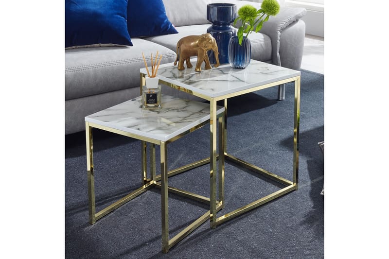 Willowdale Indskudsbord 45 cm - Hvid / grå / guld - Møbler - Borde - Sofabord