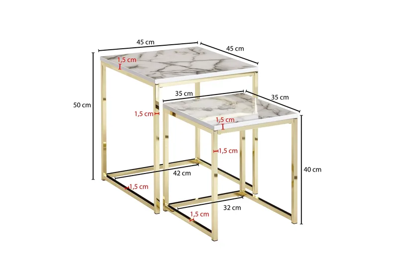 Willowdale Indskudsbord 45 cm - Hvid / grå / guld - Møbler - Borde - Sofabord