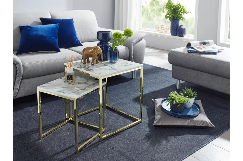 Willowdale Indskudsbord 45 cm - Hvid / grå / guld - Møbler - Borde - Sofabord