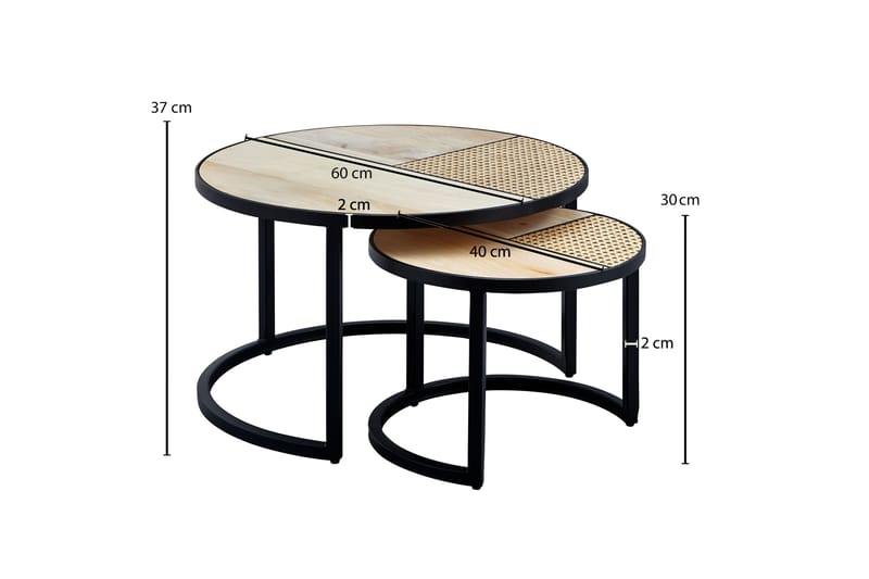 Willowdale Indskudsbord 60 cm Rund - Brun / sort - Møbler - Borde - Sofabord