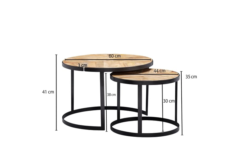 Willowdale Indskudsbord 60 cm Rund - Natur / sort - Møbler - Borde - Sofabord