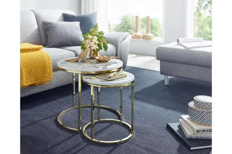 Willowdale Indskudsbord 80 cm Rund - Hvid / grå - Møbler - Borde - Sofabord