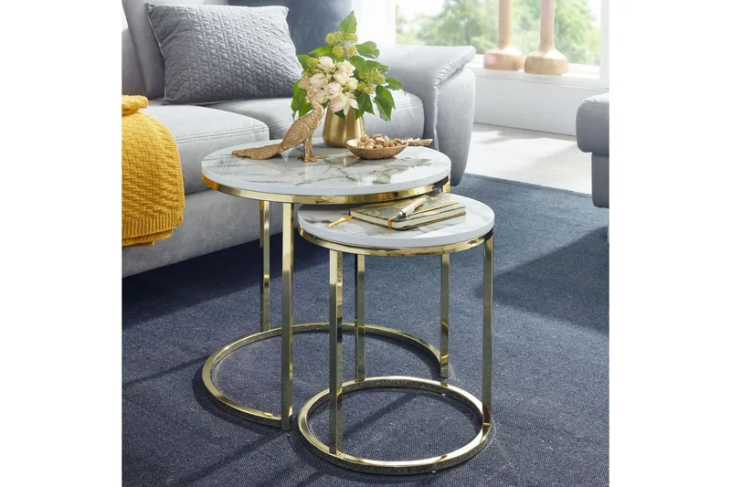 Willowdale Indskudsbord 80 cm Rund - Hvid / grå - Møbler - Borde - Sofabord