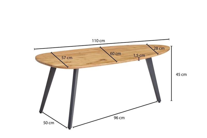 Willowdale Sofabord 110 cm - Brun/Sort - Møbler - Borde - Sofabord