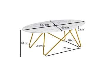 Willowdale Sofabord 120 cm Ovalt - Hvid/Guld - Møbler - Borde - Sofabord