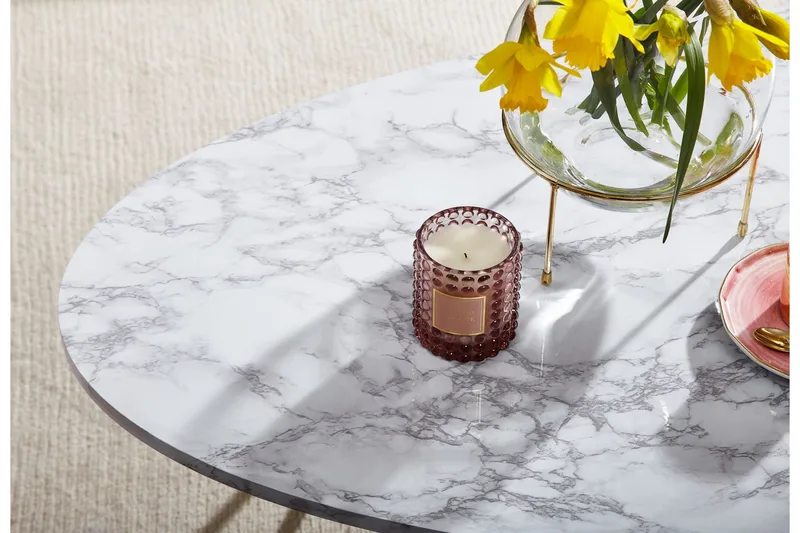 Willowdale Sofabord 120 cm Ovalt - Hvid/Guld - Møbler - Borde - Sofabord