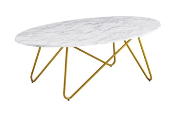 Willowdale Sofabord 120 cm Ovalt - Hvid/Guld - Møbler - Borde - Sofabord