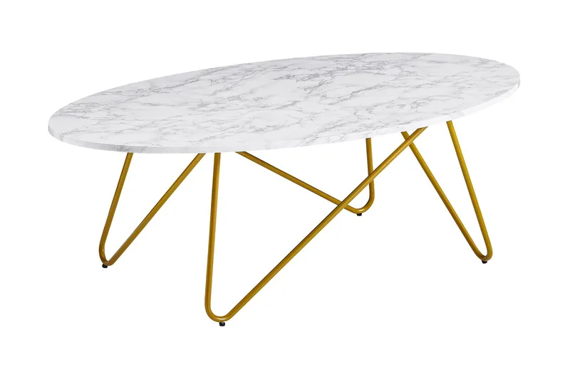 Willowdale Sofabord 120 cm Ovalt, Hvid/Guld
