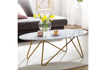 Willowdale Sofabord 120 cm Ovalt - Hvid/Guld - Møbler - Borde - Sofabord