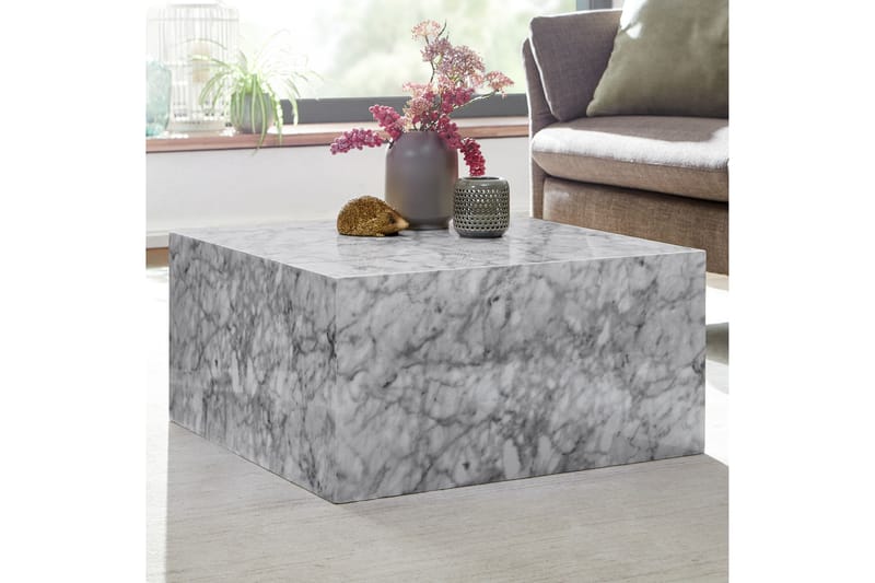 Willowdale Sofabord 60 cm Marmormønster - Hvid/Grå - Sofabord