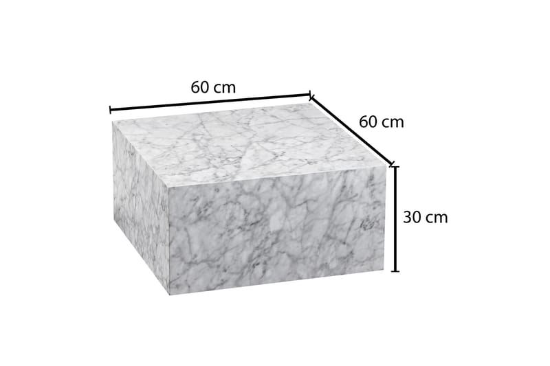 Willowdale Sofabord 60 cm Marmormønster - Hvid/Grå - Sofabord