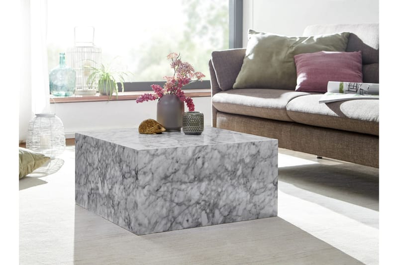 Willowdale Sofabord 60 cm Marmormønster - Hvid/Grå - Møbler - Borde - Sofabord
