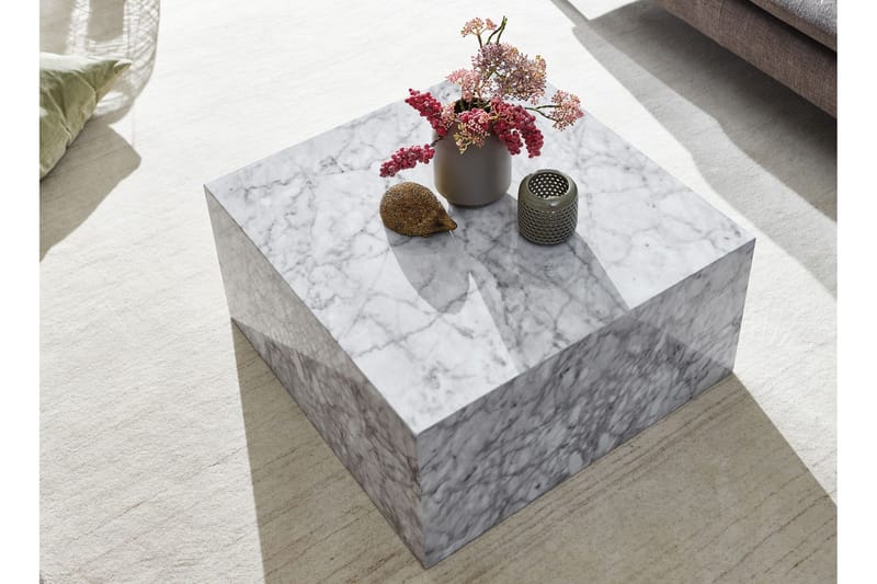 Willowdale Sofabord 60 cm Marmormønster - Hvid/Grå - Møbler - Borde - Sofabord