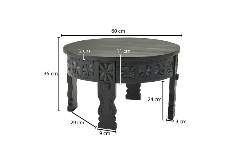 Willowdale Sofabord 60 cm Rundt - Sort - Møbler - Borde - Sofabord