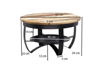Willowdale Sofabord 60x34 cm med Opbevaring Rund - Brun / sort - Møbler - Borde - Sofabord